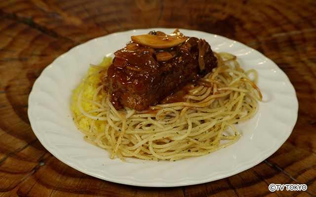 ミートローフ（ハーフ）バターライス＆スパゲッティー添え