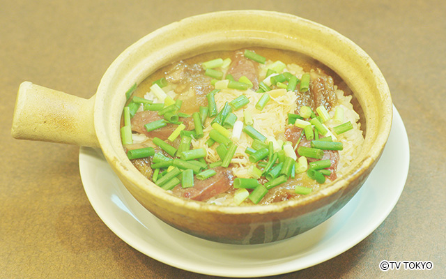 腸詰め干し肉貝柱釜飯