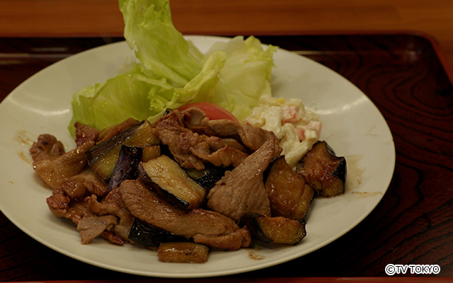 肉となすの醤油炒め定食